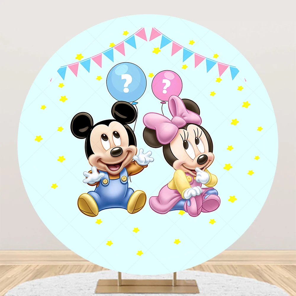 Disney Mickey Minnie Mouse Boys Girl Gift Birthday Party Round Backdrop Custom Children Room Photography Poster Decor Background