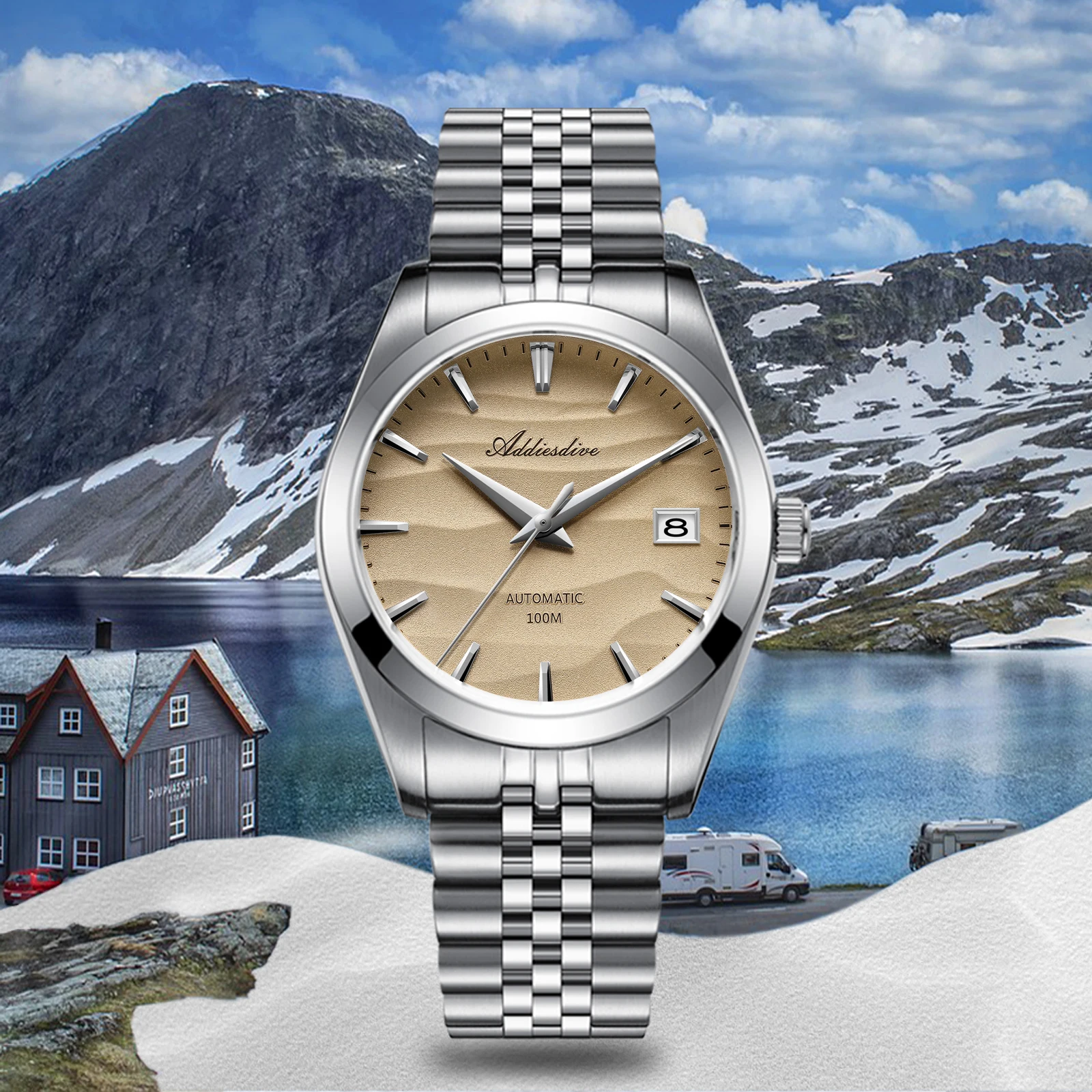 Addiesdive جديد الرمال الهاتفي ساعة أوتوماتيكية AD2059 reloj hombre NH35A الفولاذ المقاوم للصدأ الياقوت الزجاج مقاوم للماء ساعات آلية #4