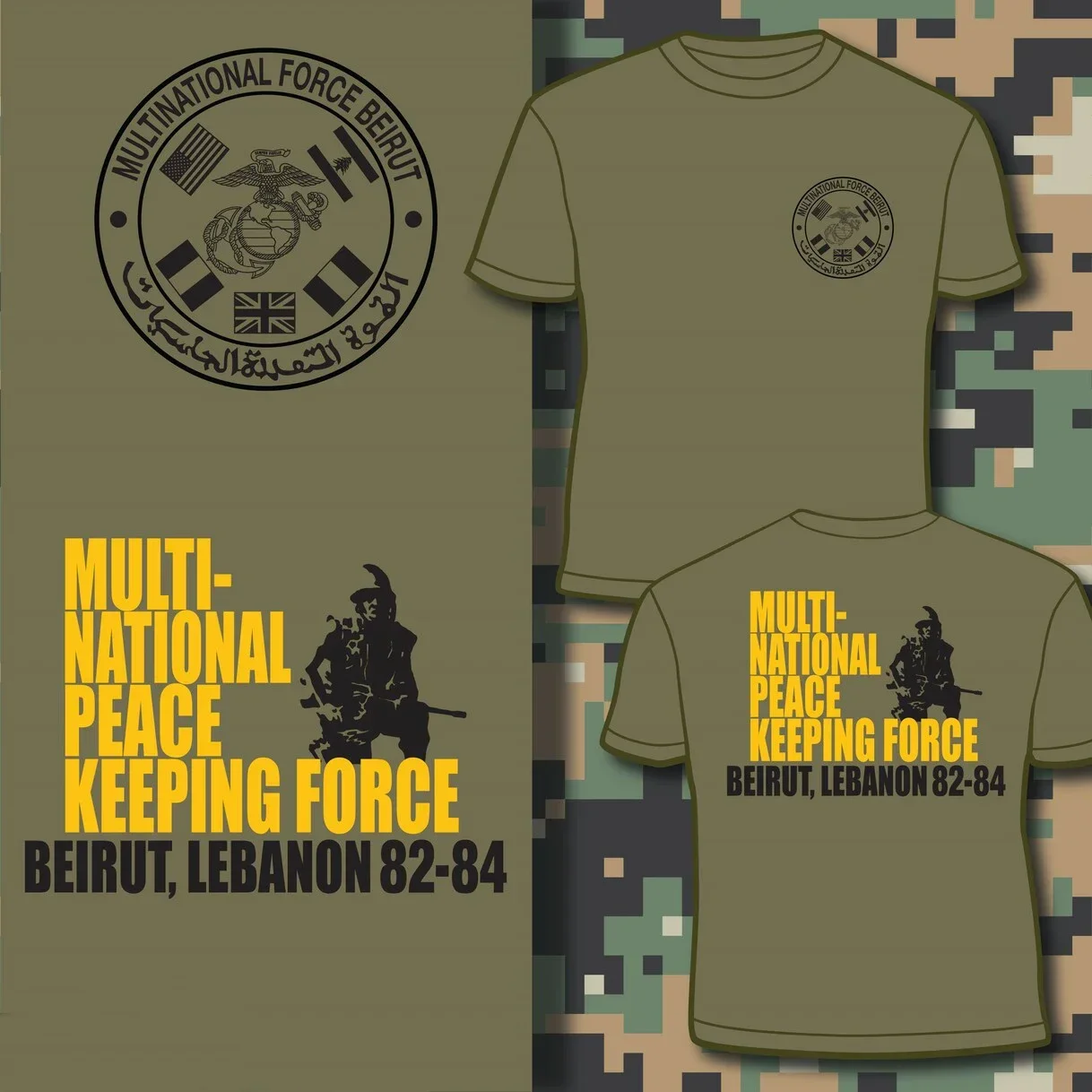 Lebanon Beirut 82-84 Multi-National Peace Keeping Force T-Shirt 100% Cotton O-Neck Short Sleeve Summer Casual Mens T-shirt