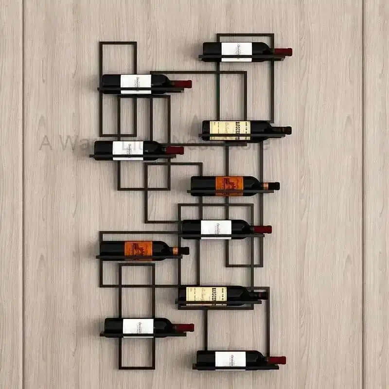 

European Simple Showcase for Shop Horizontal Hanging Display Red Wine Rack Creative Metal Design Display Cabinet for Dining Room