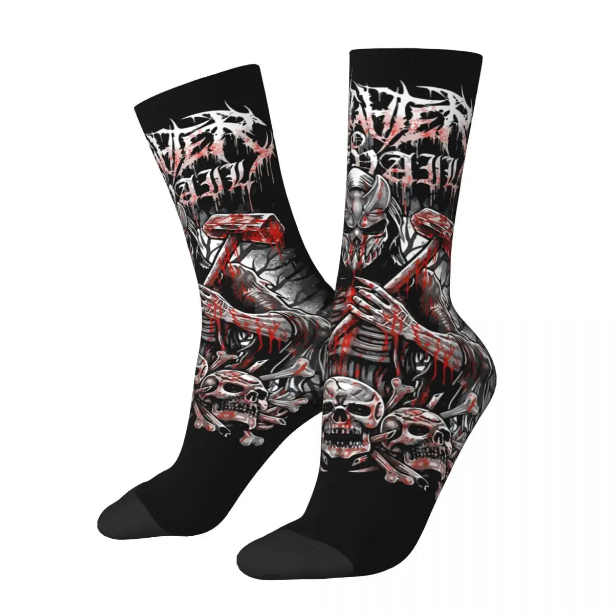 Crazy compression Sock for Men Scary Skeleton Soldier Hip Hop Harajuku The Guts Brand Of Sacrifice Quality Boys Crew Sock Casual