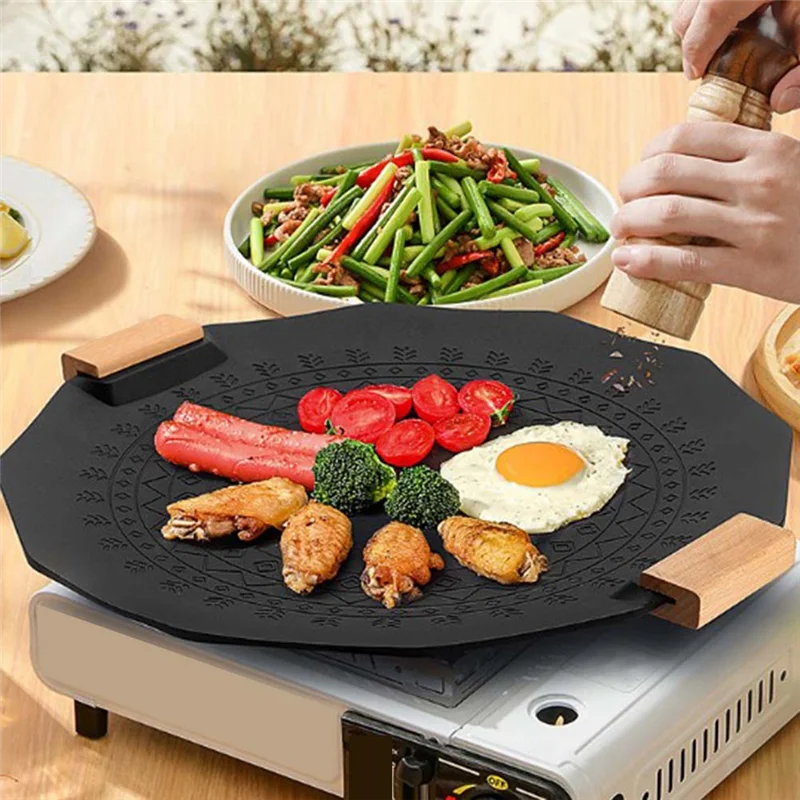 

2525+ Outdoor Portable Camping Hexagram Stone Non-Stick Smokeless Induction Cooker Gas Dual-Purpose Barbecue Plate