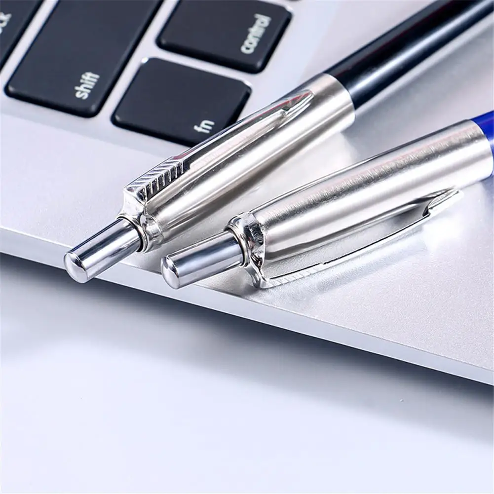 1Pcs Metal Ballpoint Pen Press Style Commercial Gift Pens For School Office Core Automatic Ball Pen