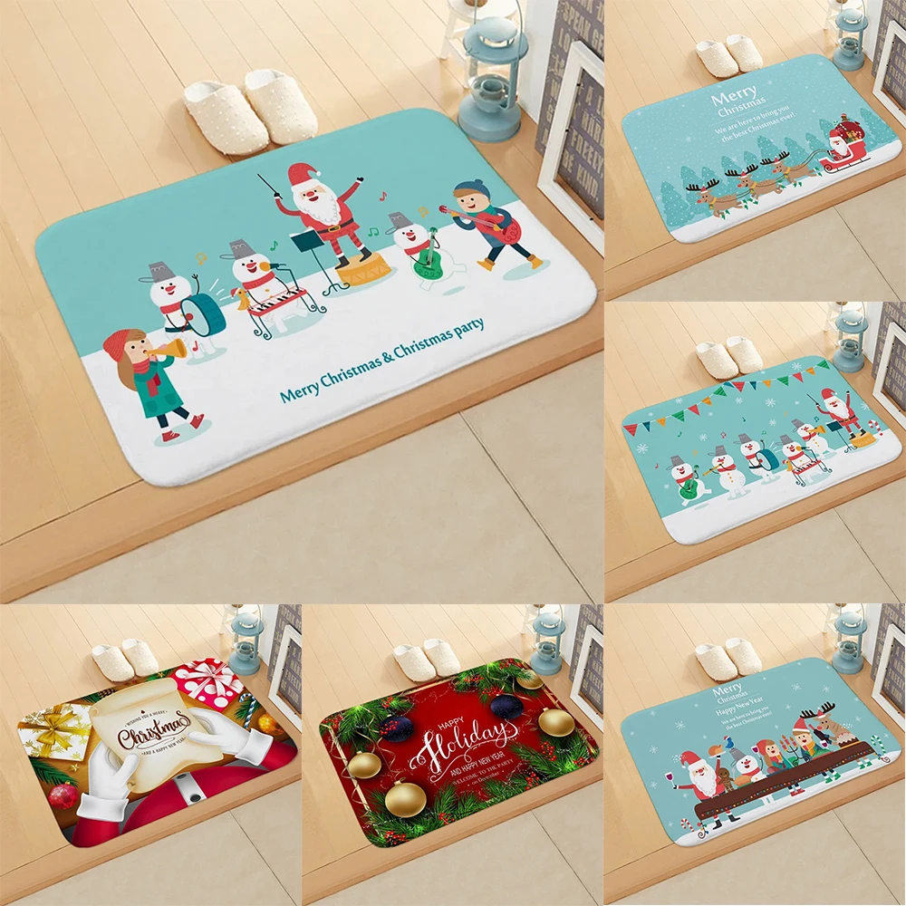 Christmas Home Decoration Door Mat Bathroom Absorbent Carpet Christmas Decoration Living Room Porch Entrance Floor Mat