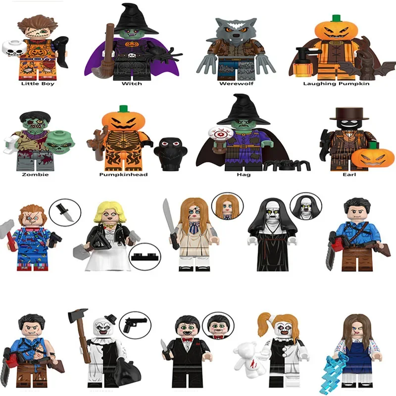 

Hot Toys.Halloween Horror Movie Series Pumpkin Building Blocks Bricks Jack Pyramid mini Action toy Figures Figures Kids Toys