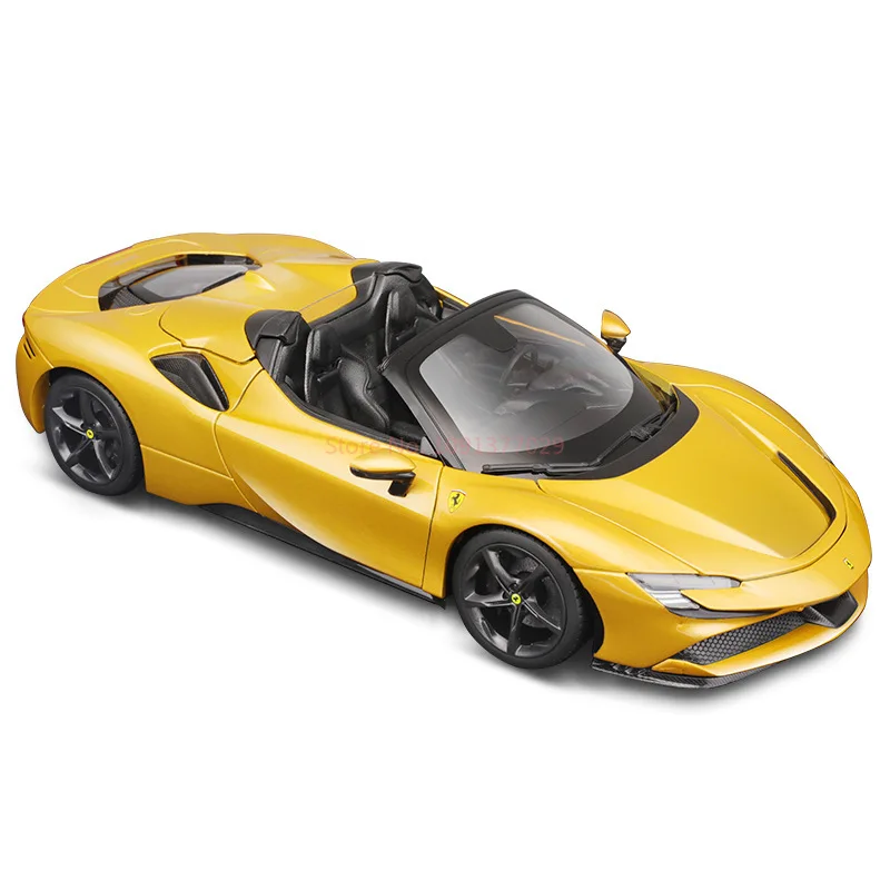 Bruago 1:18 Ferrari Sf90 Spider Yellow Classic Car Model Ornament Collection lega pressofusa decorazione per auto di lusso Toy Boy