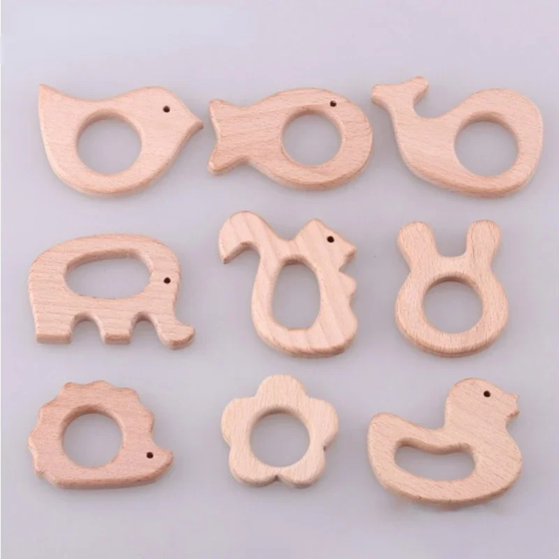 1pcs Wooden Baby Teether Animal BPA Free DIY Pacifier Chain Necklace Accessories Tooth Pendant Nursing Hedgehog Bird