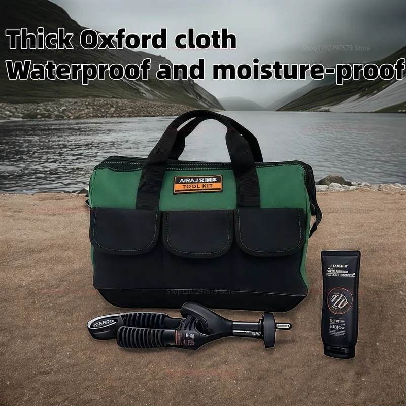 حقيبة أدوات كهربائي شديدة التحمل، حقيبة مقاومة للماء مع جيوب متعددة، حقيبة تخزين محمولة للبناء ورشة العمل