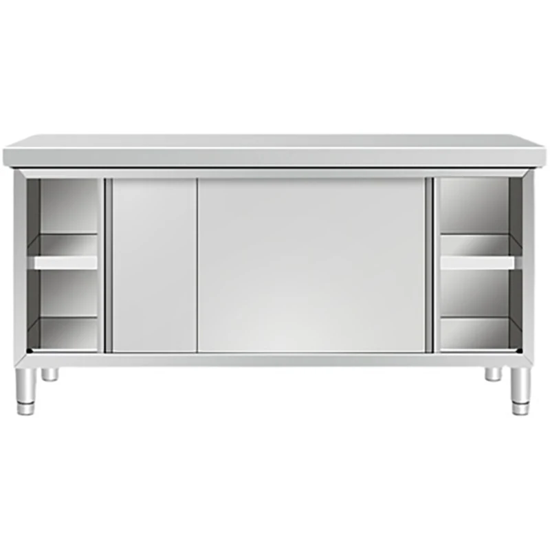 

Hot Sale Kitchen Cabinet Modern Stainless Steel Sliding Door Cabinet Kitchen Worktable