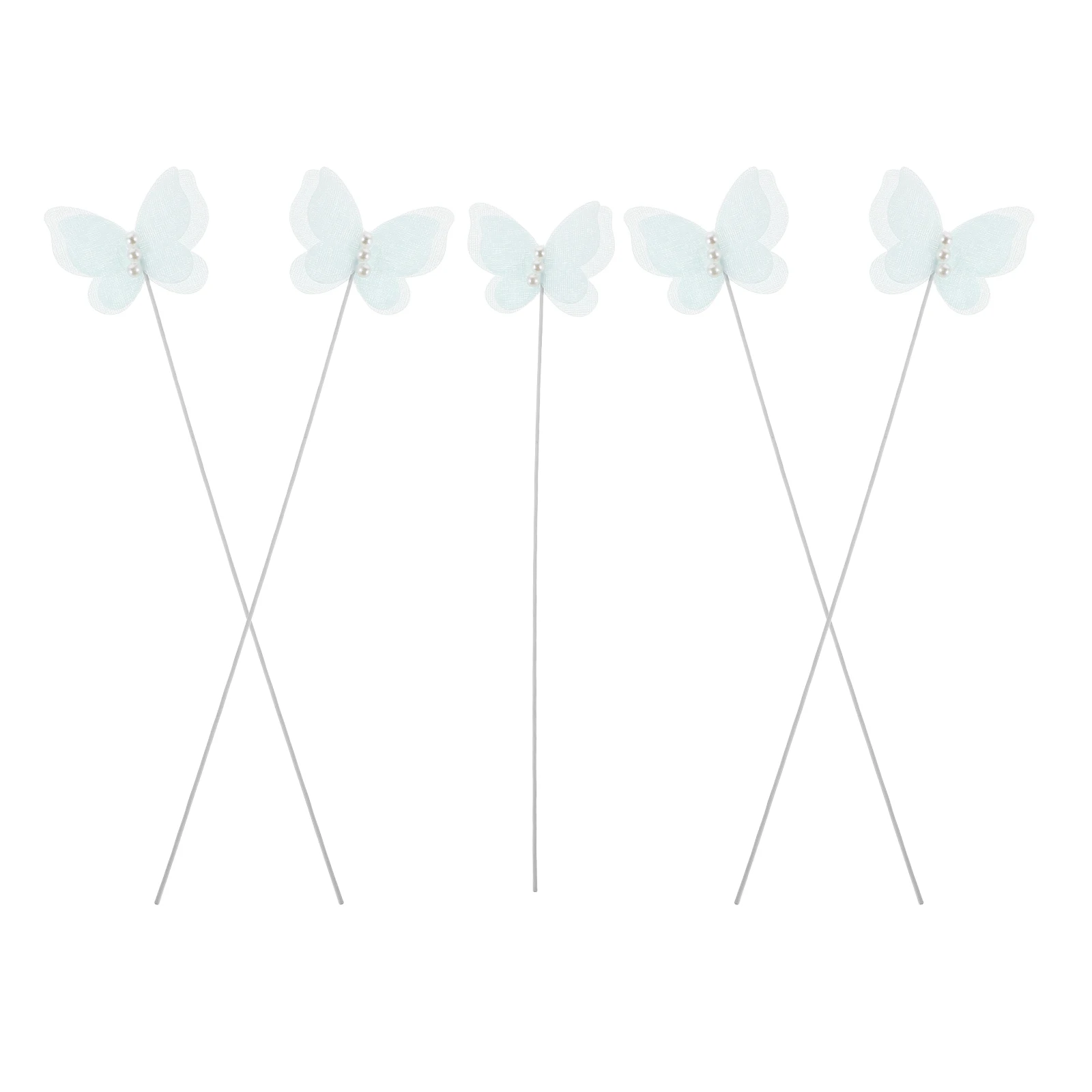 

15 Pcs Cake Decorations Baby Shower Topper Sky-blue Iron Wire Butterfly Toppers