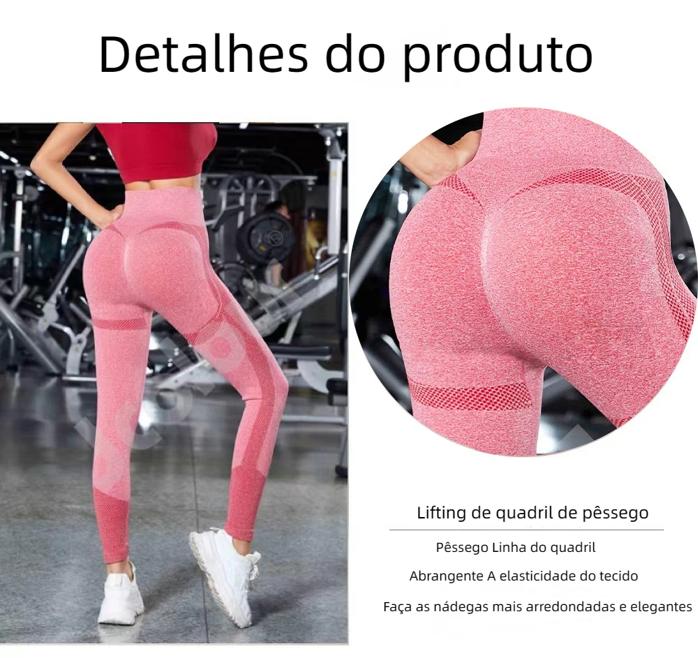 Calças de ioga Calça Legging Esportiva Academia Feminina Cintura Alta Elástica Secagem Rápida Lift Hip Sem Costura Longa Pants