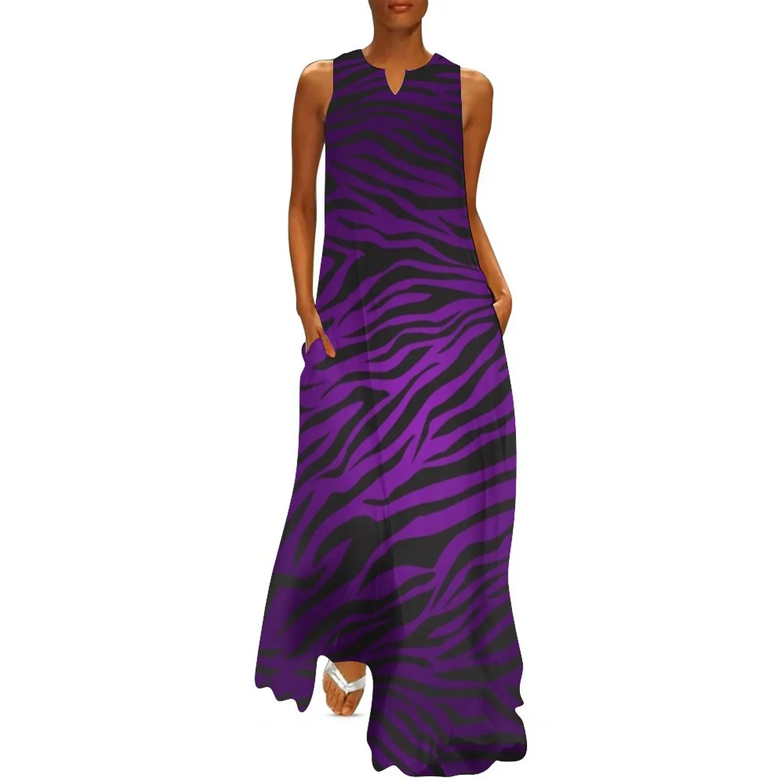 

Purple Zebra Print Long Dress Woman dresses loose women"s dress luxury evening dresses for women 2024