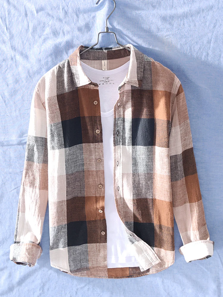 

Свободный крой из хлопка и льна, мужская длинная винтажная тонкая льняная куртка для защиты от солнца в консервативном стиле, универсальная летняя куртка