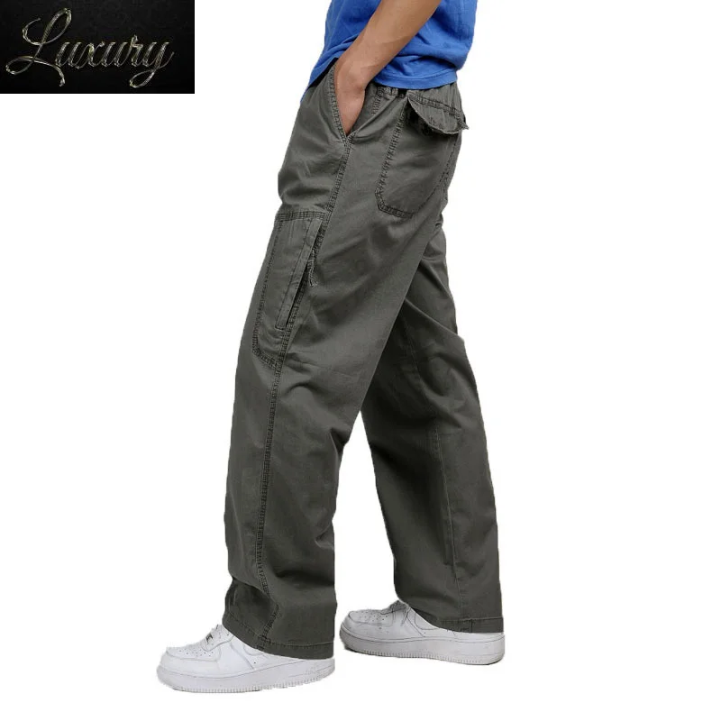 

Trousers Black Pants 4xl Plus Size Men Cargo Pant New Baggy Overall XXXL 5XL 6XL Army Green Male Side Zipper Pocket Loose Jogger