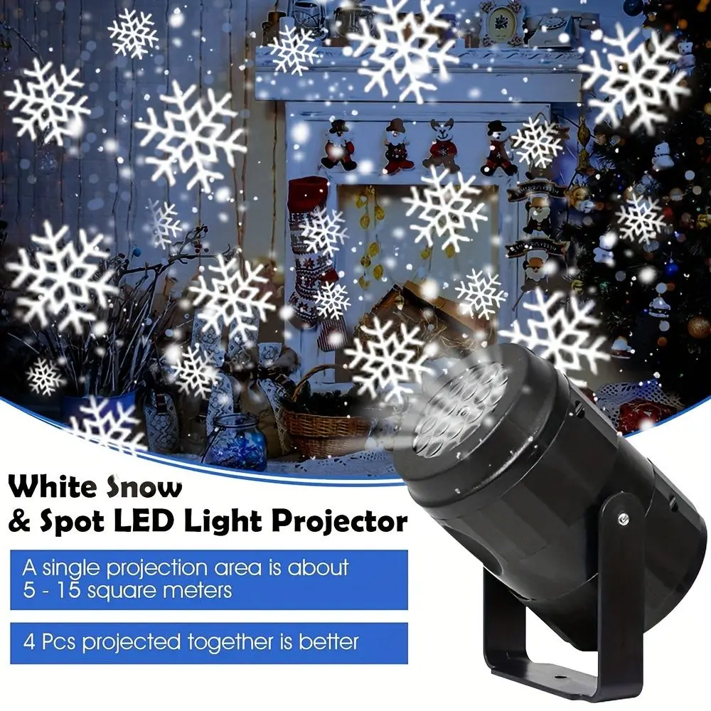 

LED Snowflake Projection Light 16 Patterns USB Powered Projection Atmosphere Light Suitable for Christmas Parties