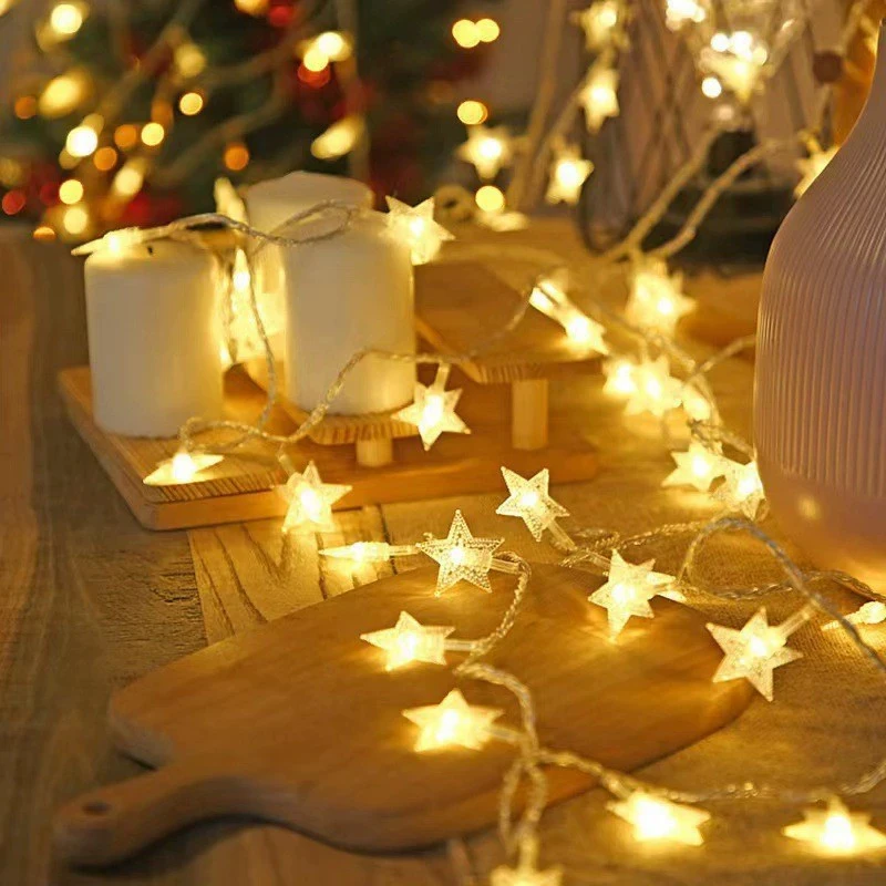 LED Star String Light AA Battery Powered Holiday Lighting Indoor Festival Wedding Party Garland Home Room Decoration