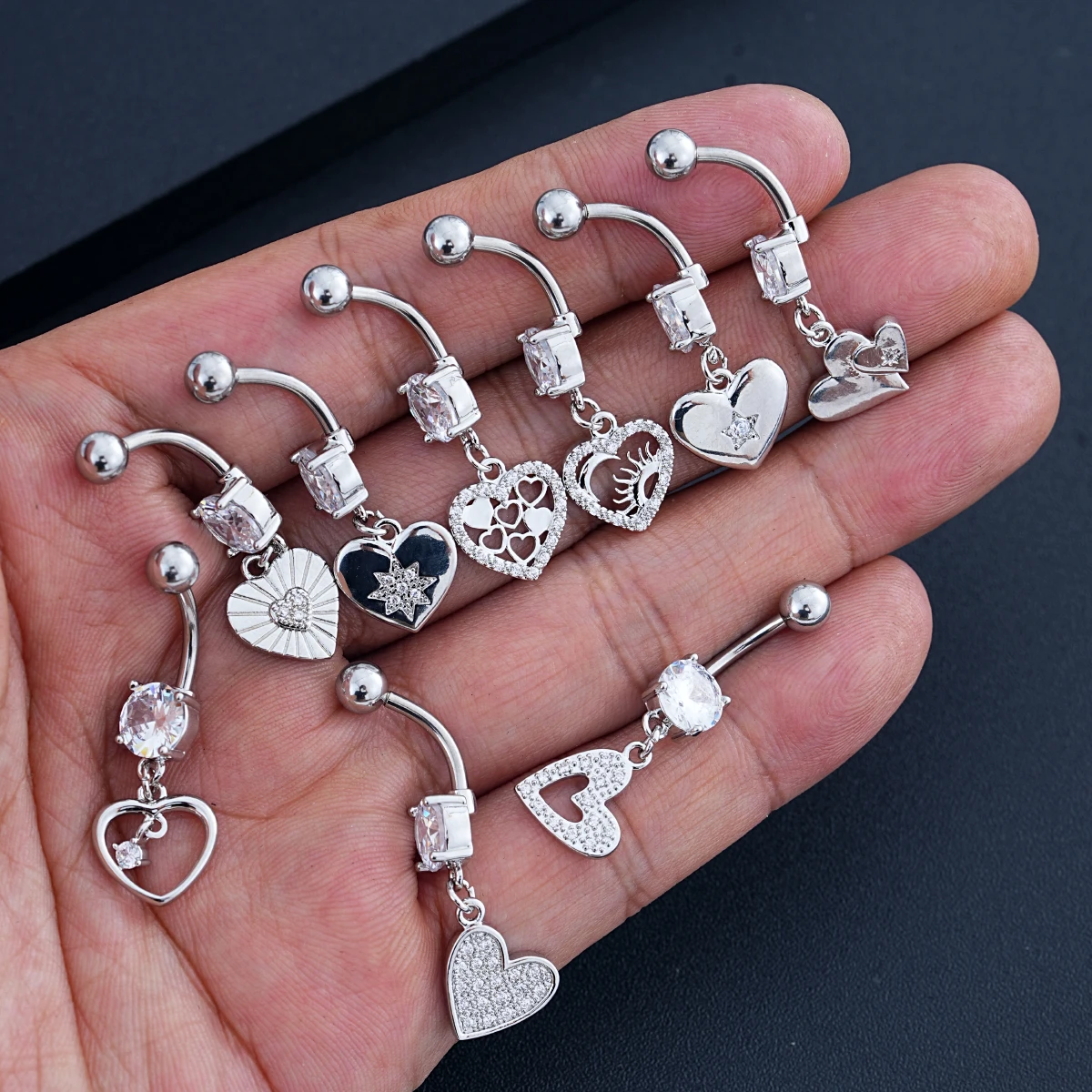 1PC Gold Color Series Crystal Belly Button Rings Snake Flower Heart Belly Ring for Women Stainless Steel Dangled Navel Piercing