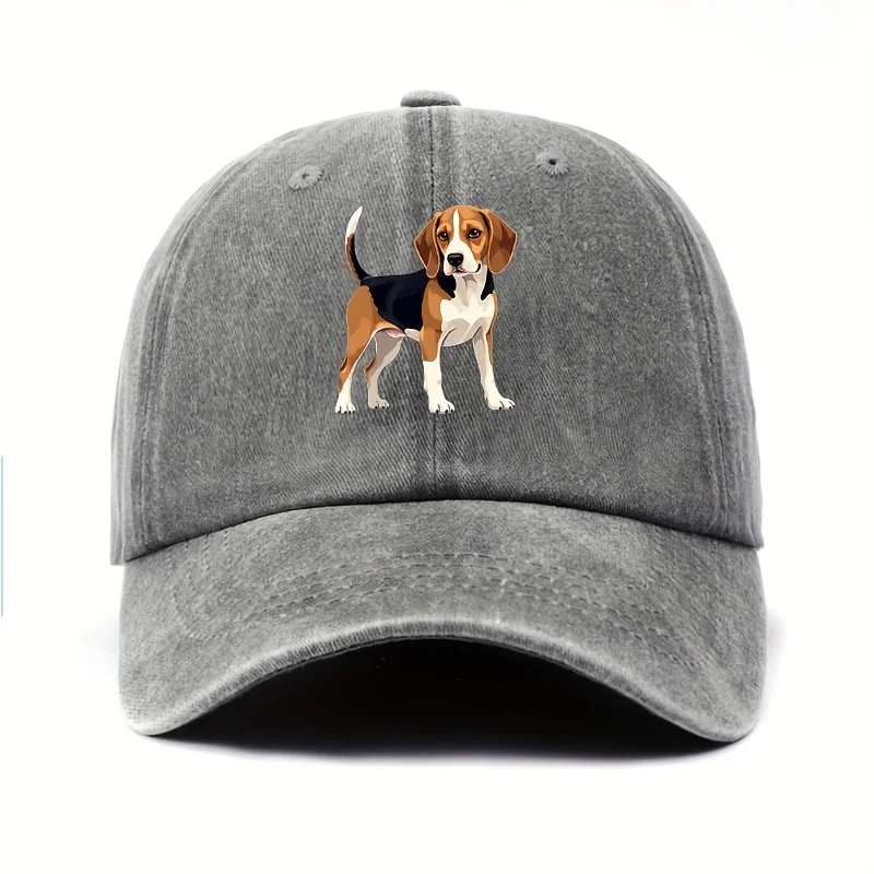 Women's Fun and Cute Beagle Print Baseball Cap with Realistic Beagle Illustration and Geometric Patterns, Suitable for All Seaso