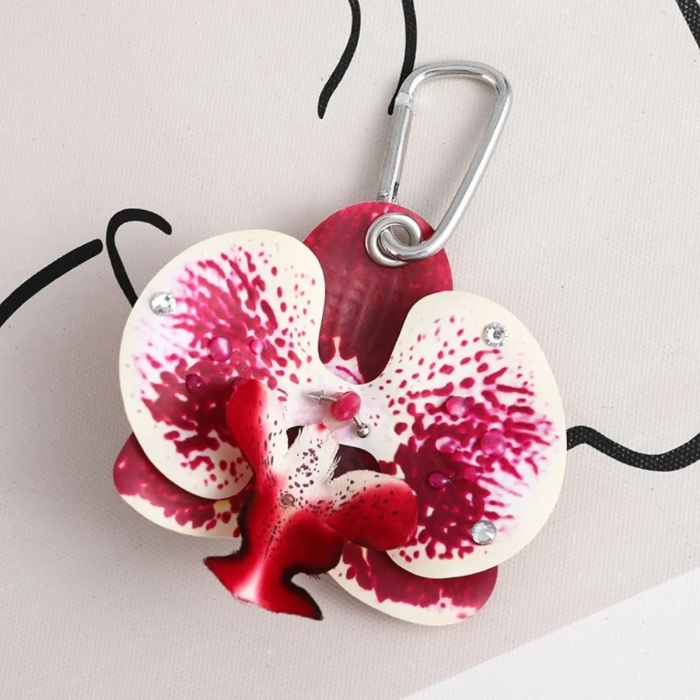 Creative Colorful Phalaenopsis Keychain Simulation Flower Handmade Backpack Orchid Lily Bag Charms