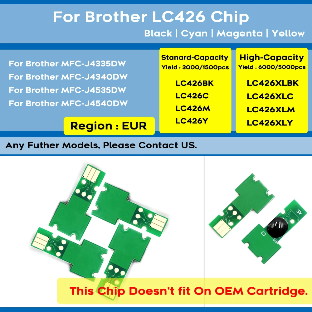 LC426 LC426XL Disposable Chip For Brother MFC-J4335DW MFC-J4340DW MFC-J4535DW MFC-J4540DW Printers