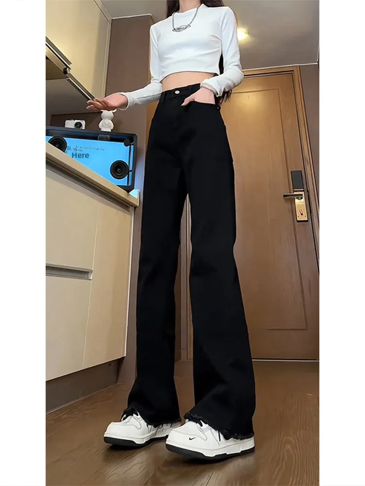 

Мужские джинсы в американском стиле High Street, с высокой талией, рваные, прямые, удлиненные, стройнящие, повседневные, молодежные, модные