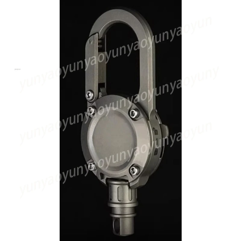 Black Retractable Key Chain Aluminum Carabiner with Titanium Fish Clip Portable Daily Carry Accessory