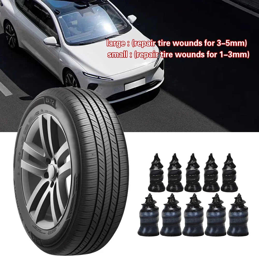70-10PCS Uniwersalny zestaw do naprawy opon próżniowych do samochodów motocyklowych skuterów Gumowy zestaw do naprawy opon bezdętkowych Bezklejowe gwoździe do naprawy opon — zdjęcie 2