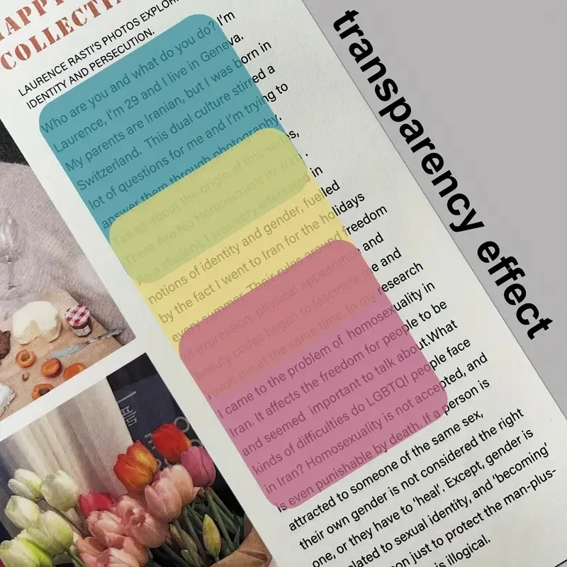 160Page Transparent Sticky Notes Square Waterproof Transparent Sticker Index Stickers Morandi Fluorescent Color image 2