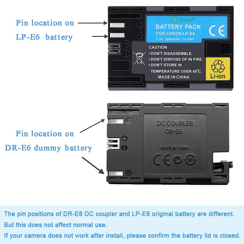 ACK-E6 AC Power Adapter For Canon EOS R7 R6 R5 5D Mark IV III II 5D4 6D 7D 60D 70D 80D 90D DSLR ACKE6 Canon Camera Power Kit