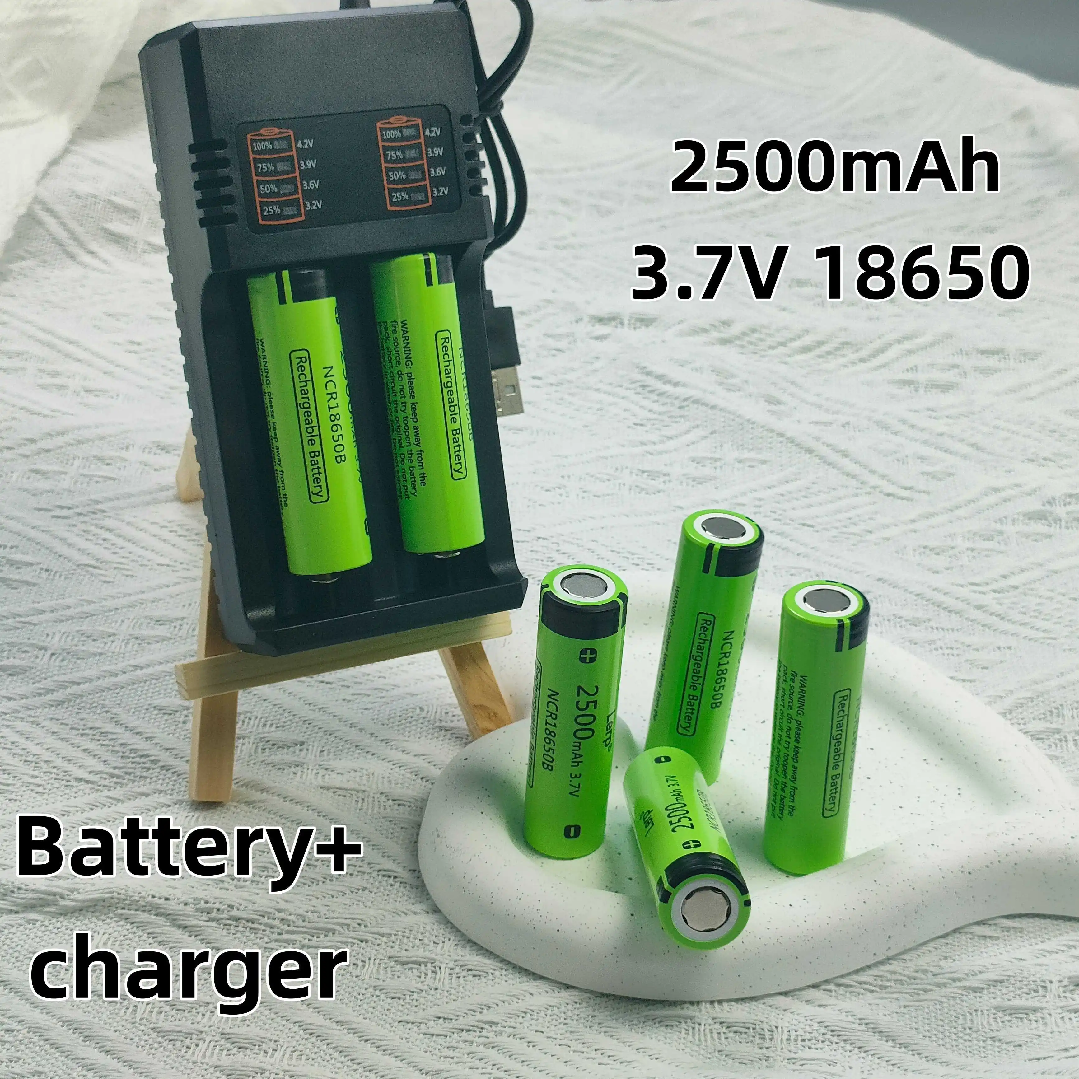 Batería 18650-25B de litio wiederaufladbar + Cargador 2 Ranuras | 3,7 V 2500 mAh Petro Real, Inteligente und Sosomi