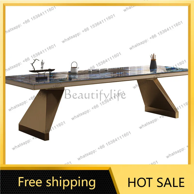 XX. Light luxury simple modern home office kung fu rock slab tea table kettle integrated