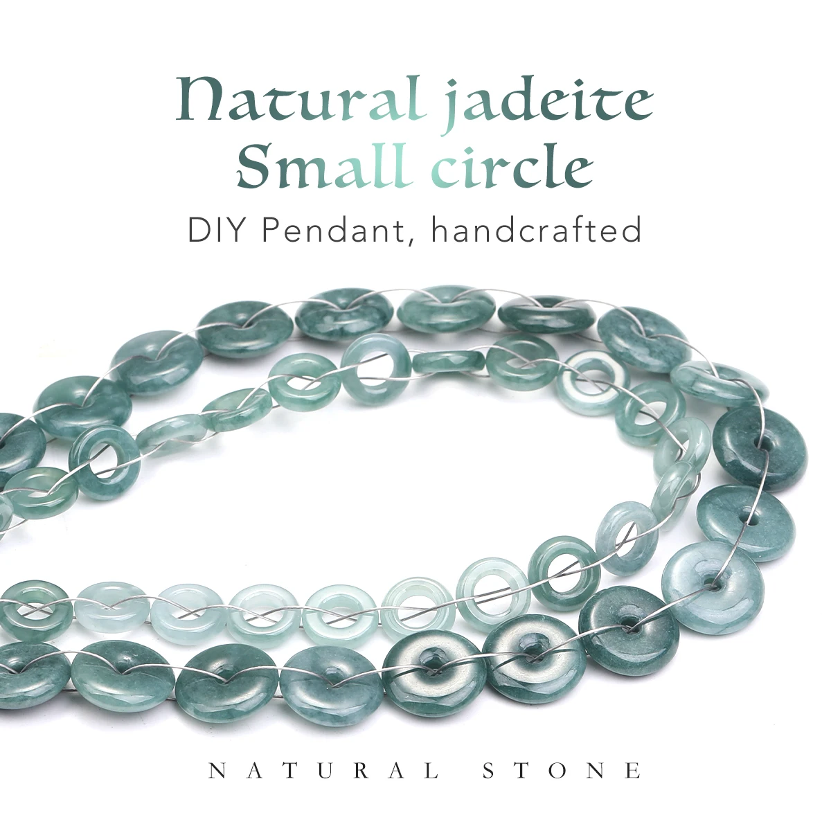 Natural Jadeite Ice Blue Jade Protect Peace Jade DIY Bracelet Bangle Charm Jadeite Accessories Amulet Gifts Women Men