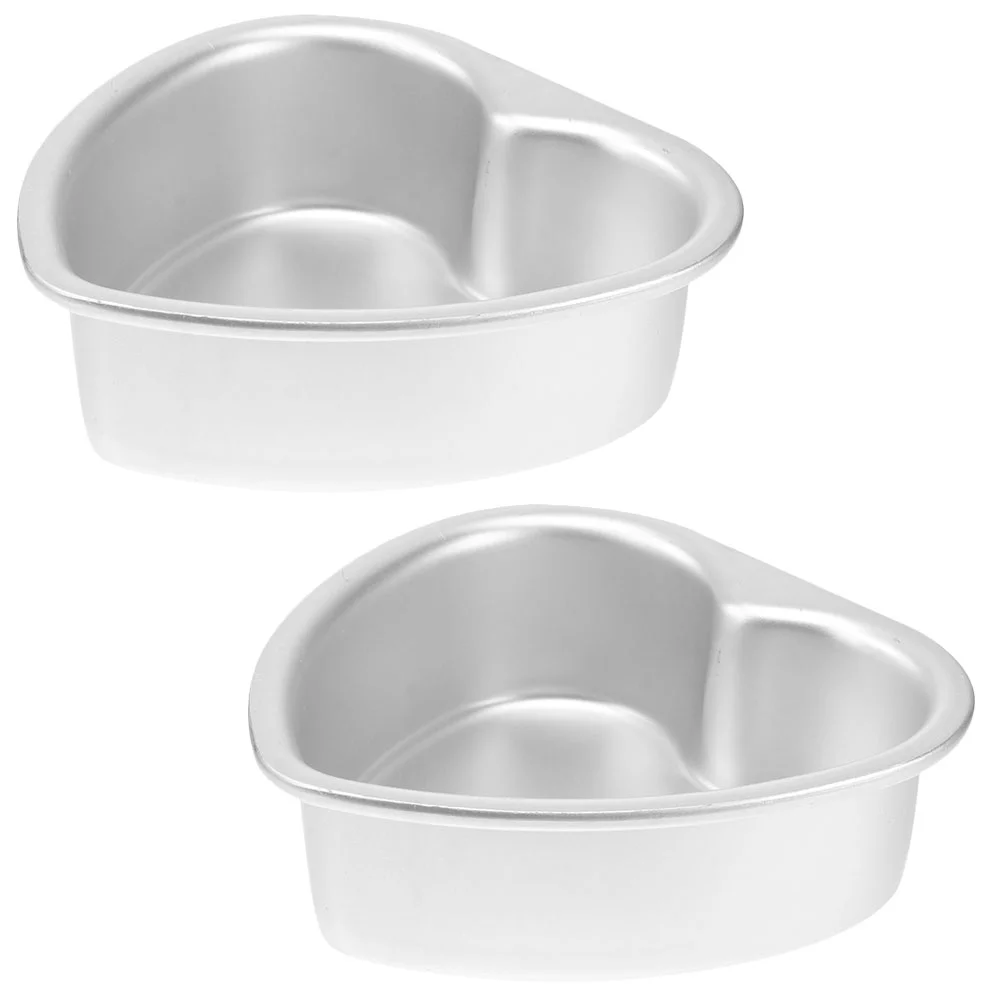 

2 Pcs Heart Cake Mold Deep Baking Pans for Oven Flan Grilling Platter Bread Molds Shapes Shaped Aluminum Alloy Dish