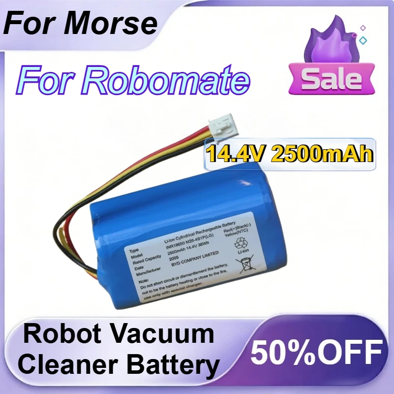 

14.4V 2500mAh Robot Vacuum Cleaner Battery for Morse Robomate Li-ion Rechargeable Battery