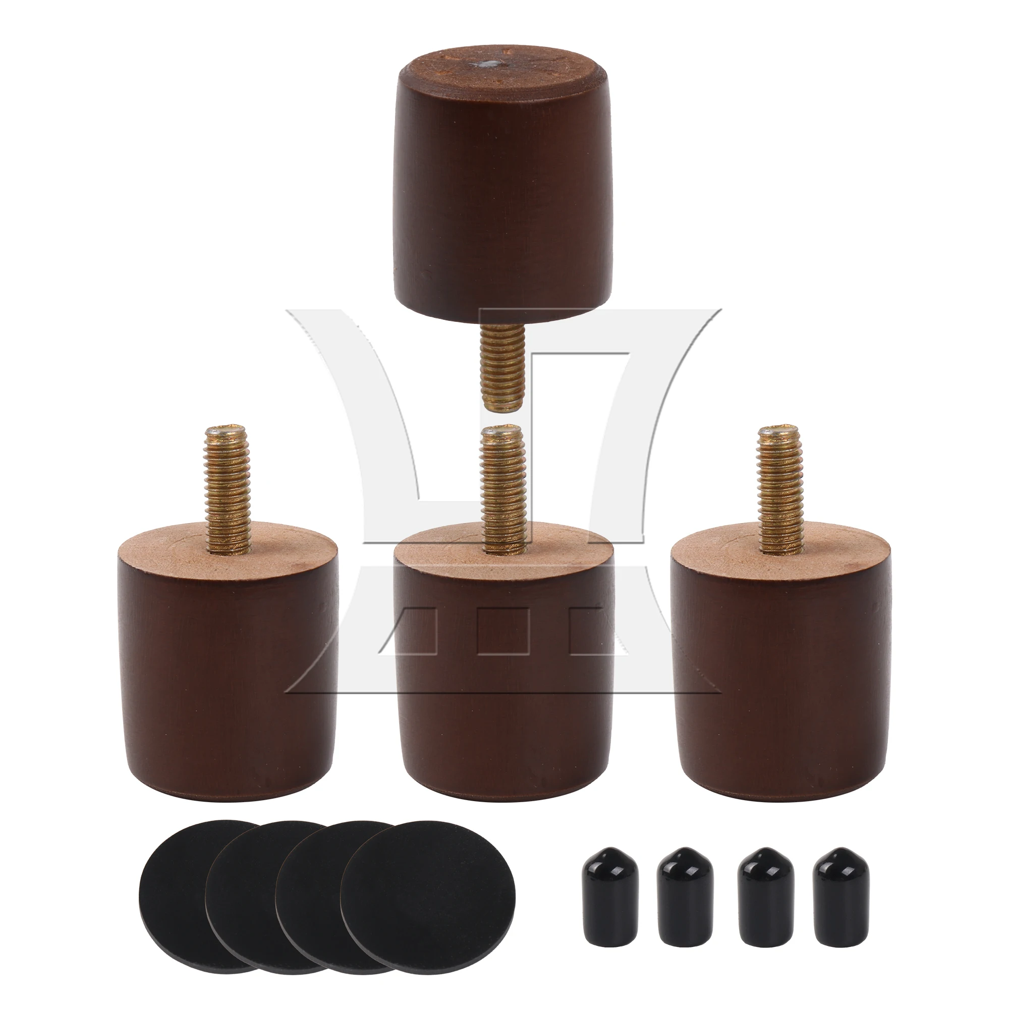 4 peças de pernas de móveis marrons para cadeira, sofá, cama, mesa, 1,5x1,38 polegadas