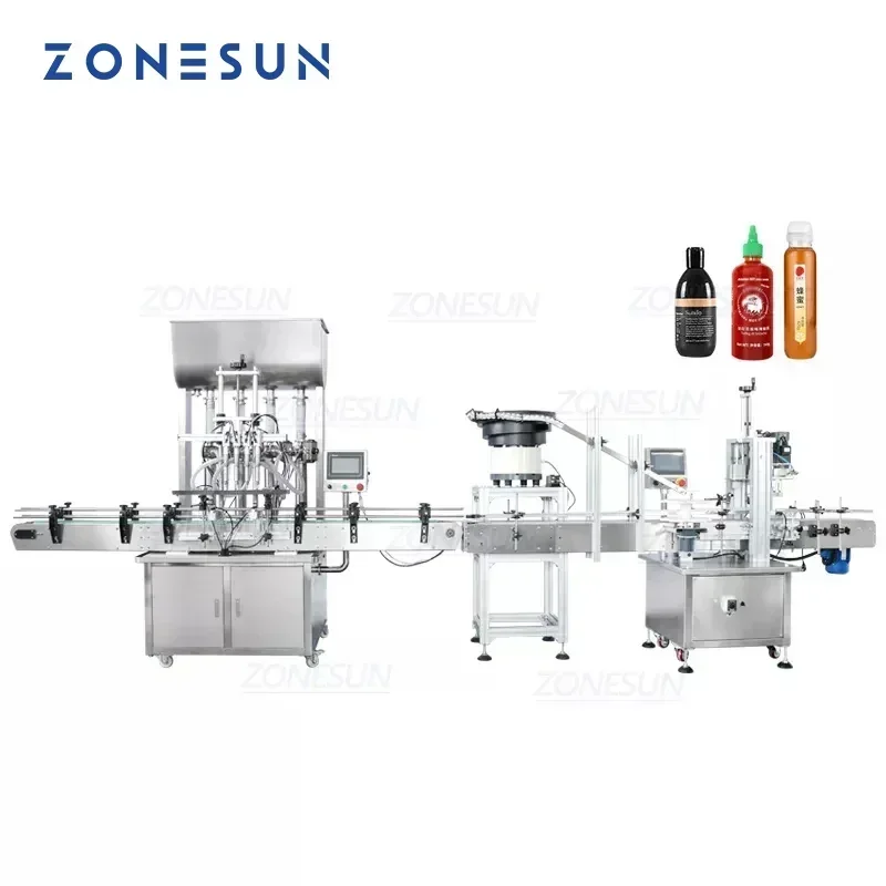 

ZONESUN ZS-FAL180A7 Automatic Filling Capping Machine Paste Cream Chocolate Liquid Bottle Jar With Vibratory Cap Feeder