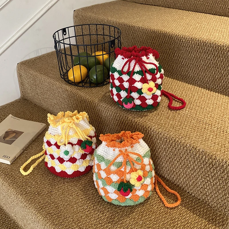 Torby crossbody z patchworku z włóczek, świąteczne, urocze, modne, uniwersalne torebki damskie z designerskim akcentem dla dzieci, nowość 2025