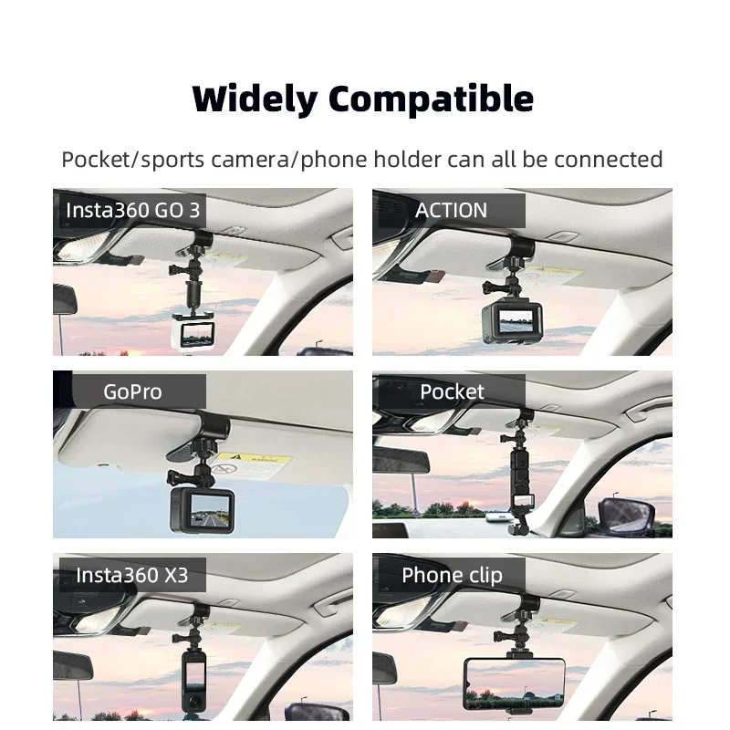 حامل مثبت واقي شمس للسيارة ، حامل لـ GoPro 13 ، 12 ، 11 ، 10 ، Insta360 ، X3 ، X2 ، DJI Action 5 Pro ، سطح الطاولة ، ملحق الكاميرا