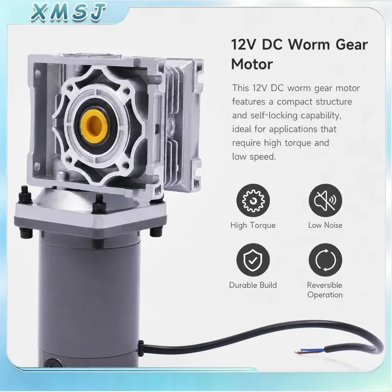 200W DC 12V 24V Worm Gear Speed Reducer Gearbox Electric NMRV040 with Motor 1800RPM High Torque Low Noise Industrial
