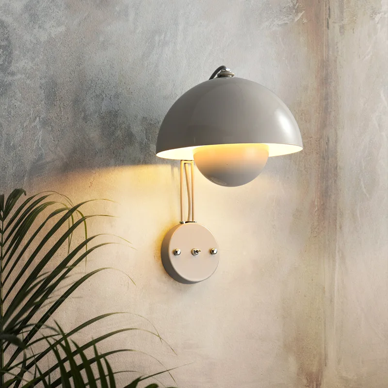 

LED Bedside Lamps E27 Flower Bud Wall Lamp Indoor Lighting Fixture Mushroom Sconces Creative Macaron Switch for Living Room