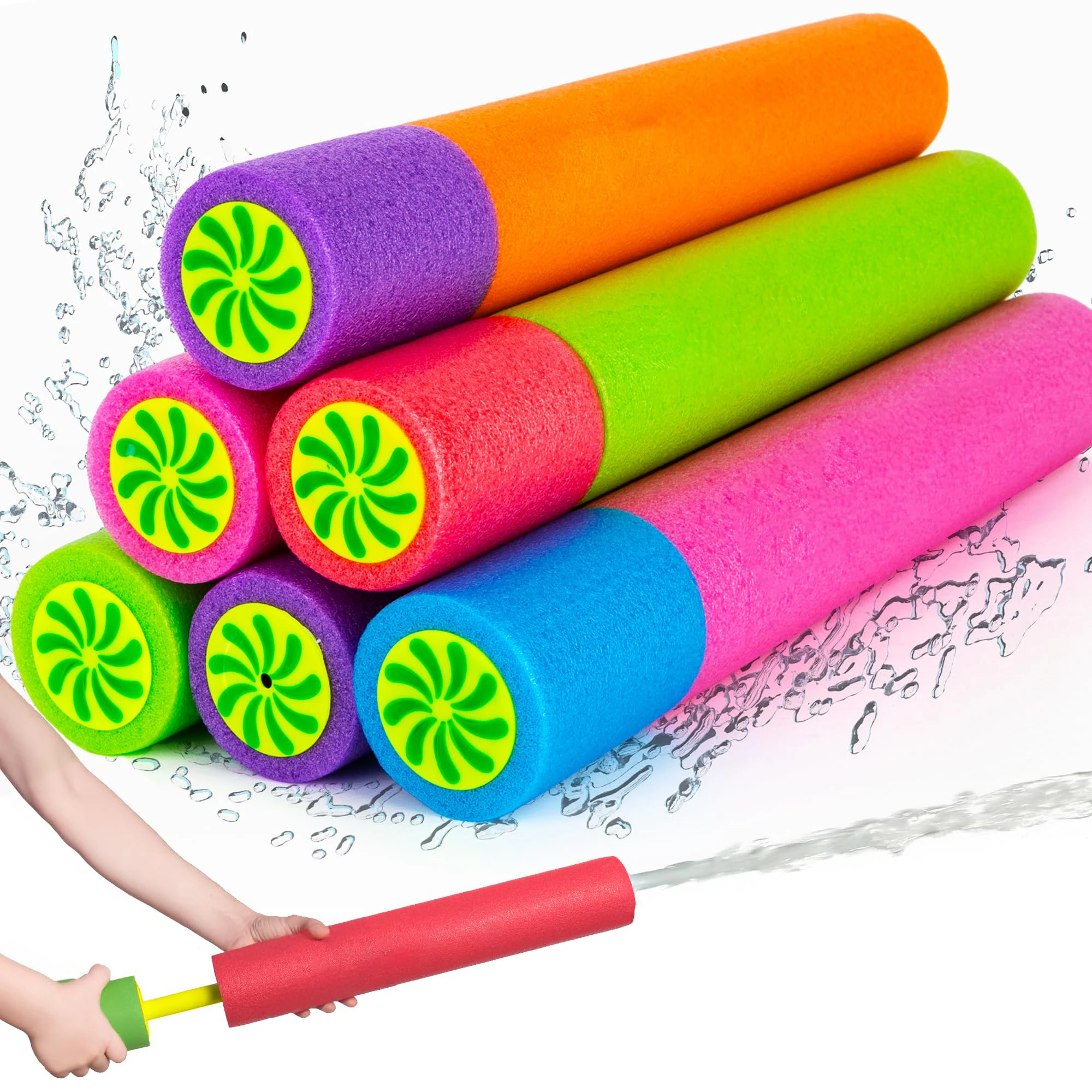 6/8-teiliges Schaumstoff-Wasserpistolen-Set für Kinder, Langstrecken-Wasserblaster für Outdoor-Sommer-Spiel im Pool und am Strand