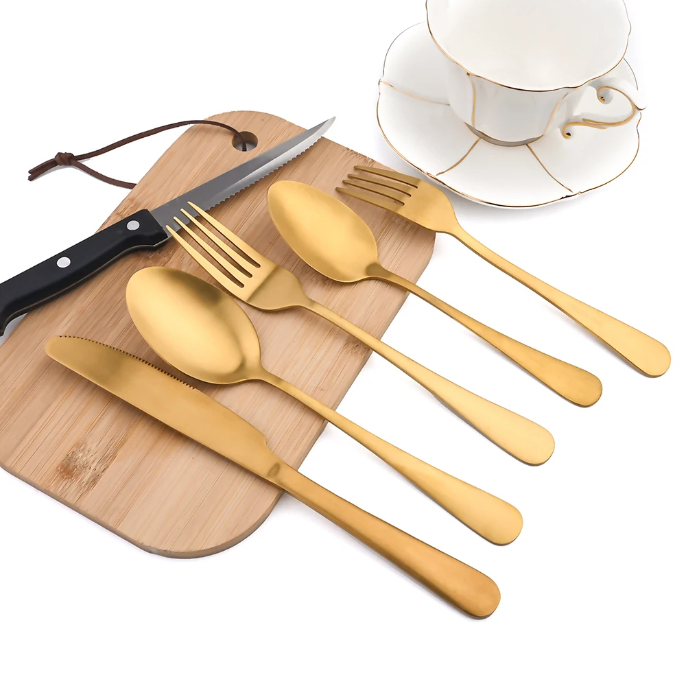 

Zoseil 30Pcs Matte Dinnerware Set Stainless Steel Cutlery Set Vintage Steak Knife Fork Tea Spoon Tableware Kitchen Silverware