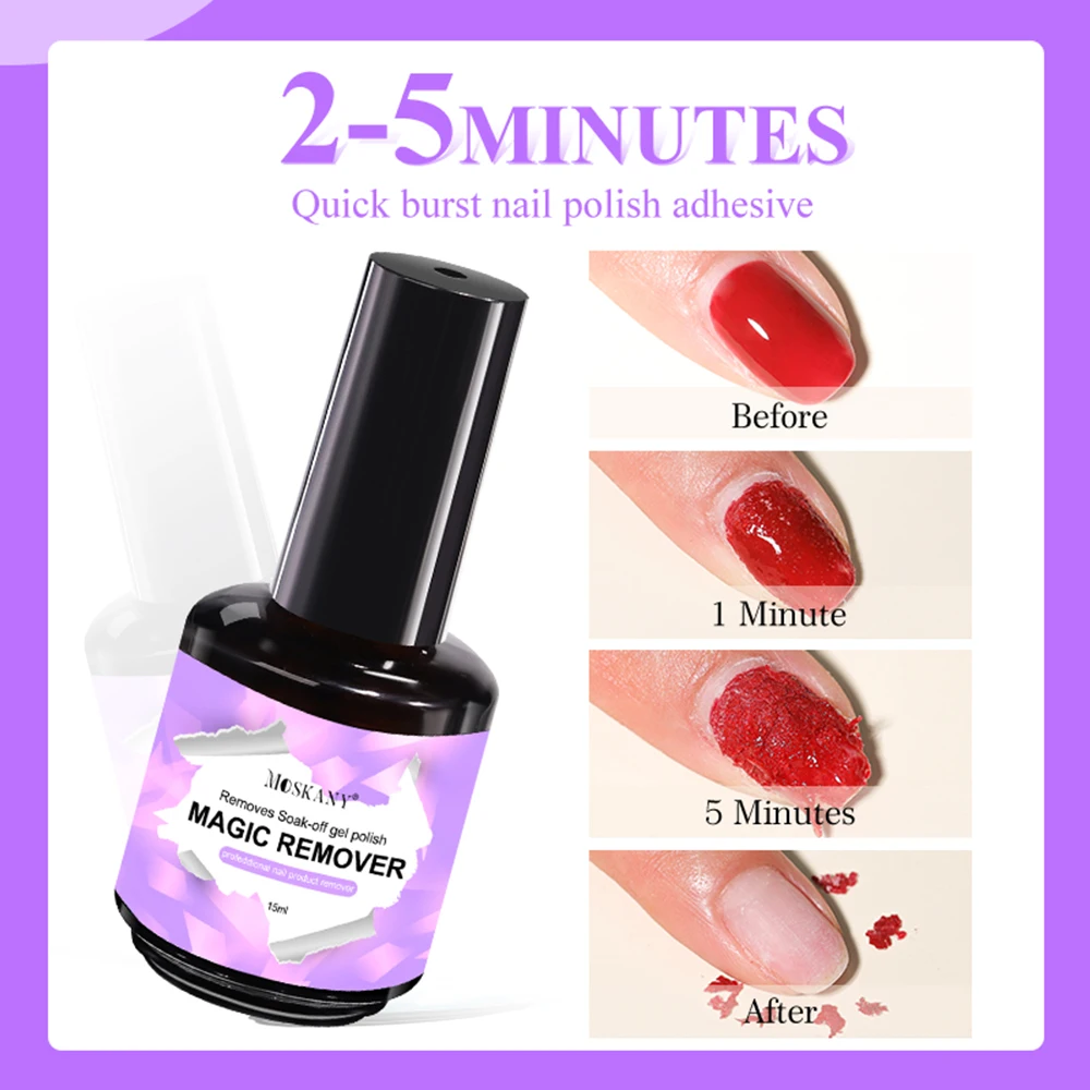 MOSKANY 15ml Magic Fast Nail Gel Polish Remover Clean UV Soak Off Semi Permanente Vernice Strumenti per la rimozione di nail art Manicure