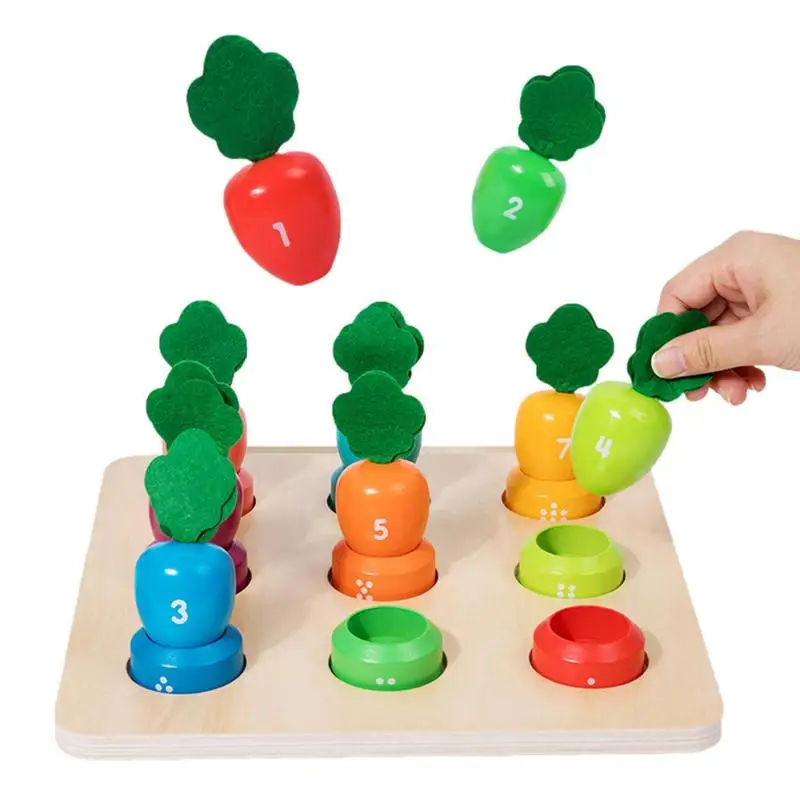 Wooden Counting Toy Carrot Early Educational Math Toy Pre-Kindergarten Learning Toys For Early Education Classroom Parent-Child