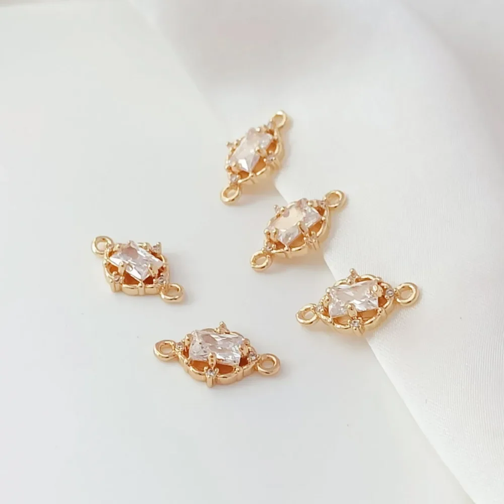 

14K Gold-encrusted Zircon Square Lace Double Pendant Handmade DIY Bracelet, Necklace, Tassel Material Pendant Accessory