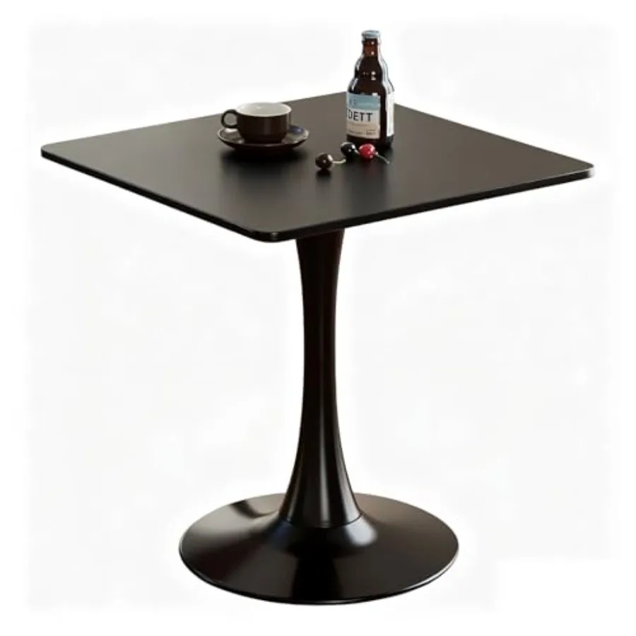 

Square Dining Tulip Table for 2 Mid-Century Modern Table with Sturdy Metal Pedestal for Kitchen Bistro Cafe Leisure Black 24 IN