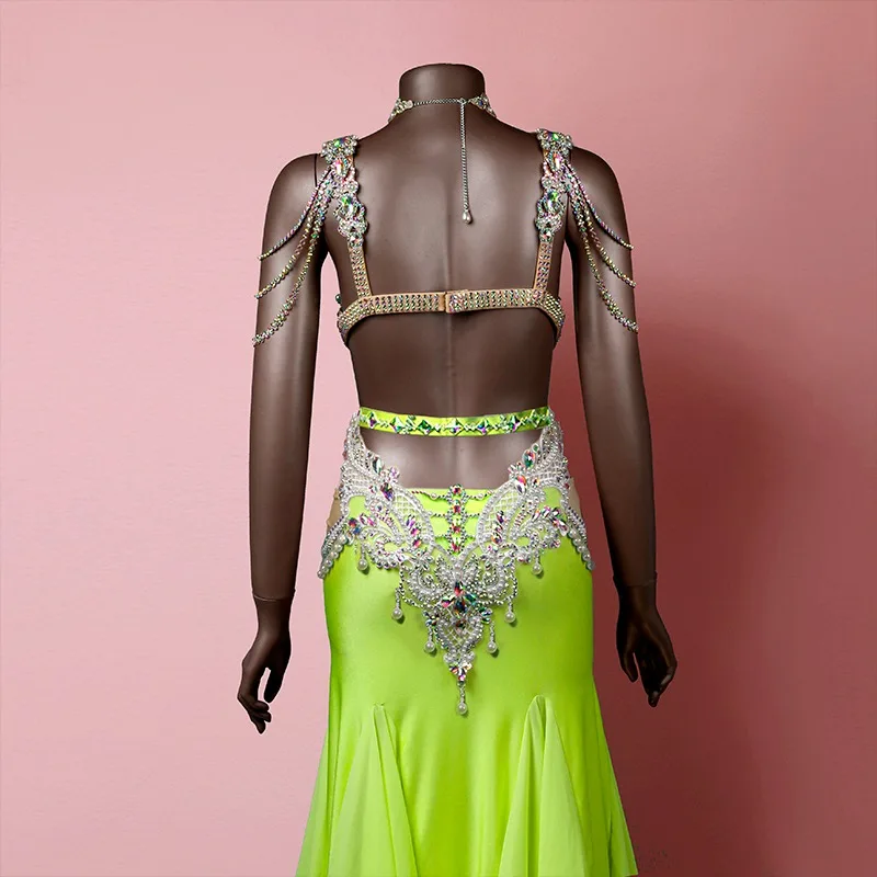 Customized Manxiu Belly Dance Costumes Set Sexy Live Performance Dress Oriental Dance Clothes Tassel Tail Skirt