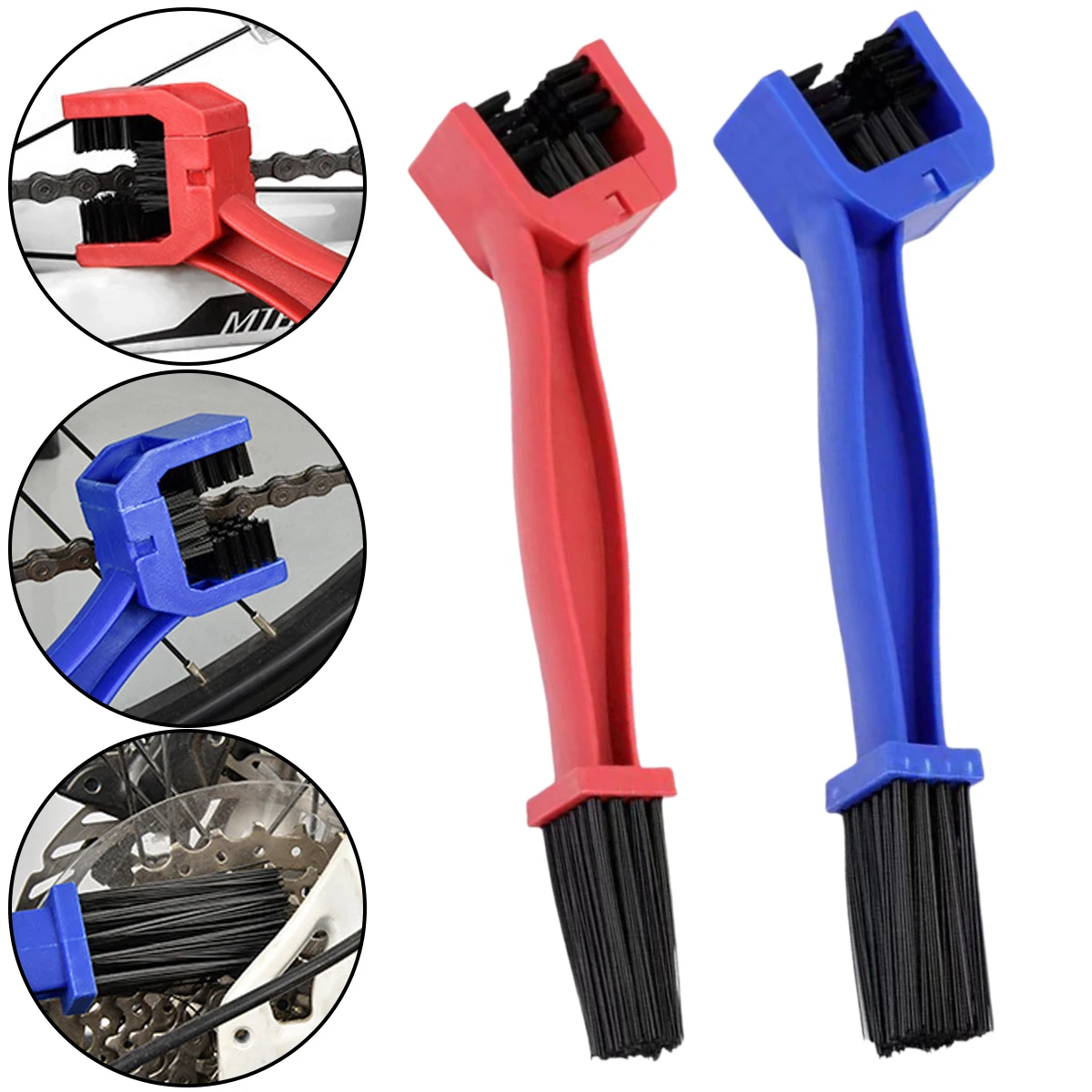 

2 Pcs Plastic Chain Gear Grunge Wheel Brush Bicycle Chain Cleaning Brush Portable Bike Motorcycle Cleaning Tool Rim Care Tire