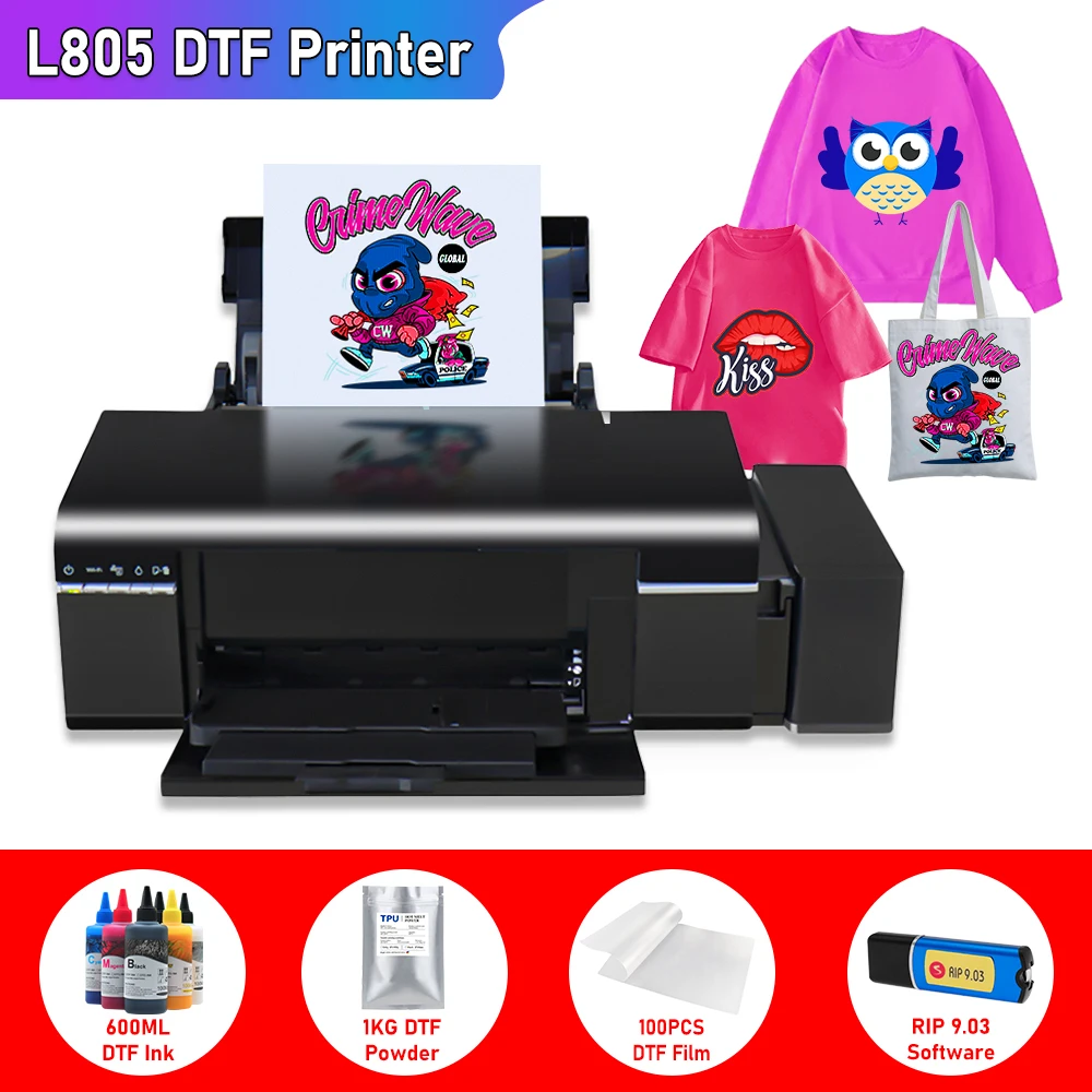 

A4 DTF Printer bundle dtf printer for Epson l805 direct to film printer PET Film tshirt printing machine DTF Transfer Printer