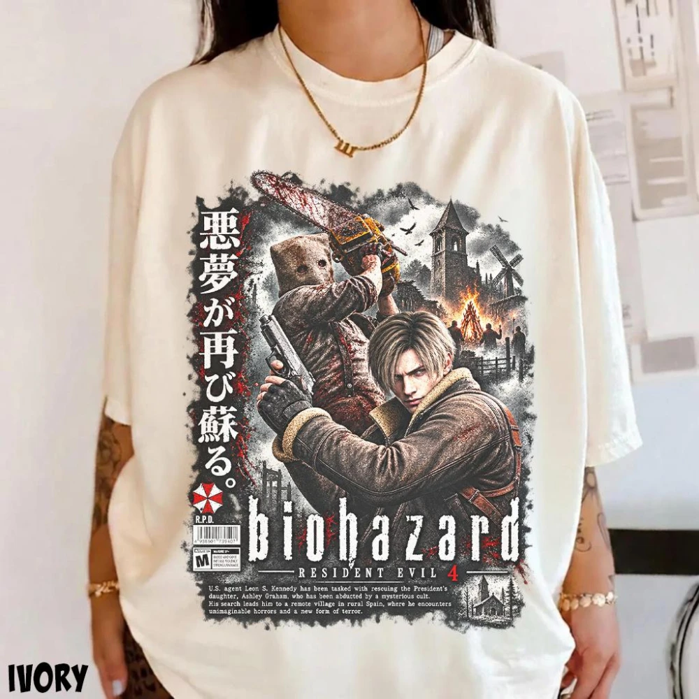 Resident Evil T-shirt, Leon Kennedy T-shirt, Horror Game T-shirt, Ashley Graham T-shirt, Fun Streetwear Printed T-shirt